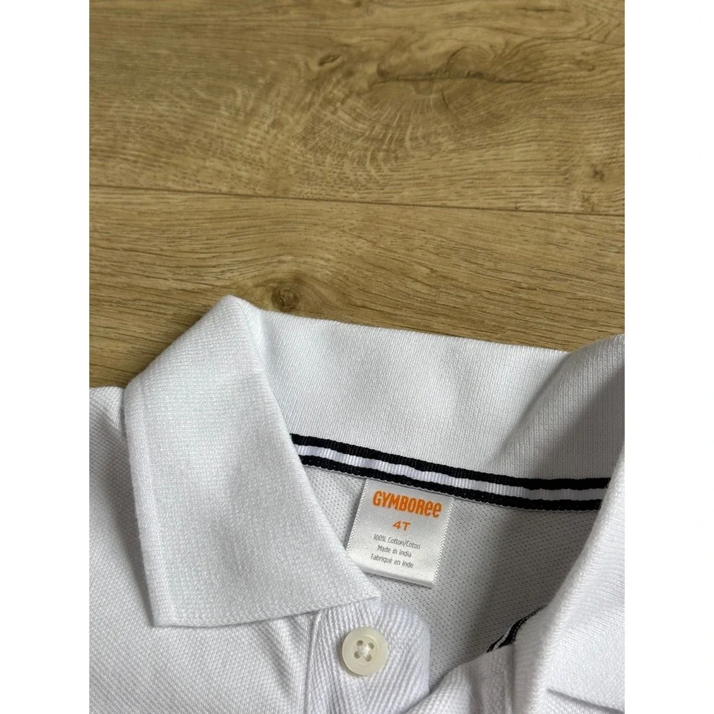 NWT Boys Kid Gymboree playproof uniforms nanotex short sleeve white polo size 4T